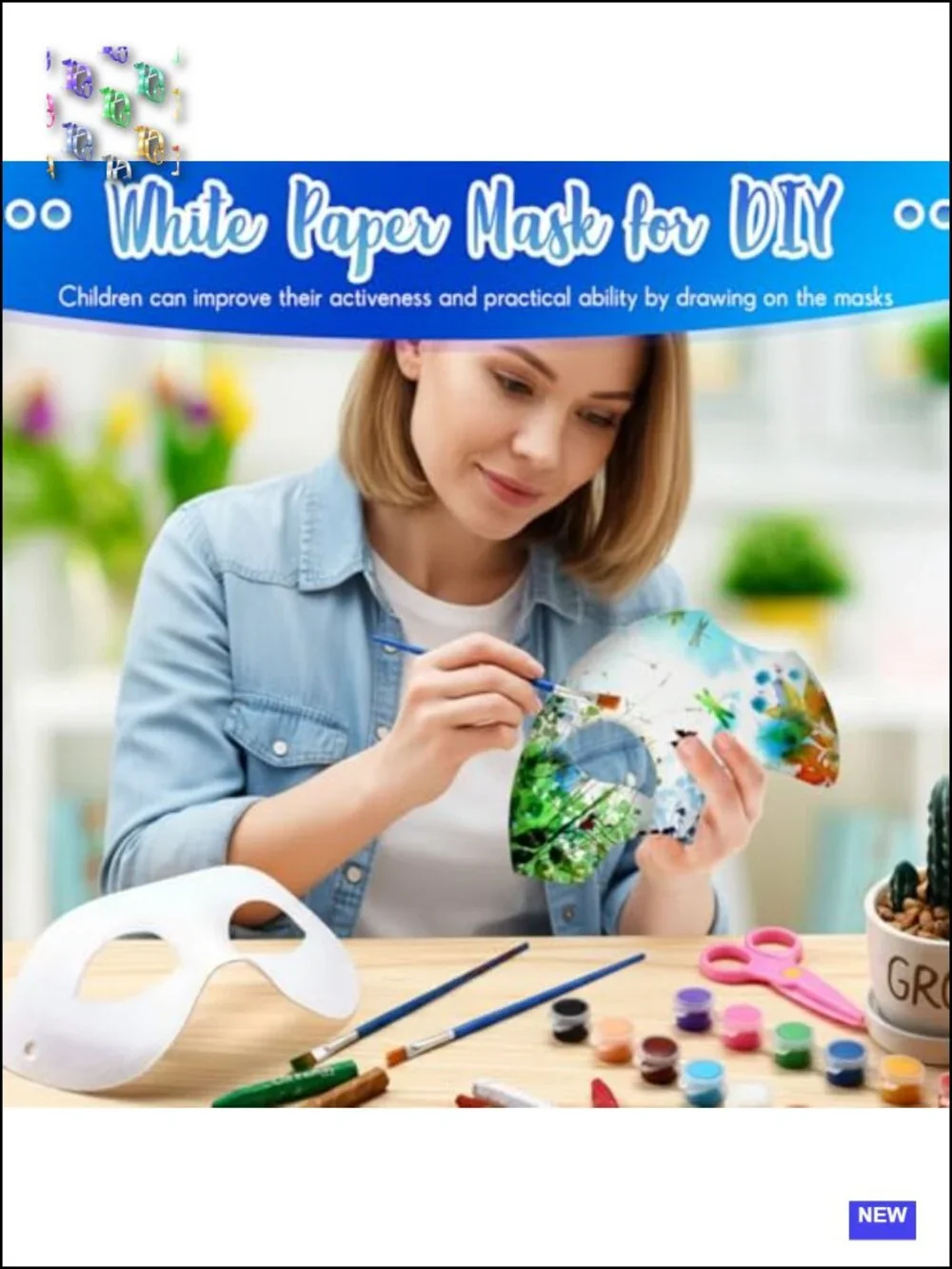 96 Pcs Paper Mache Half Face Masks DIY Craft Decor